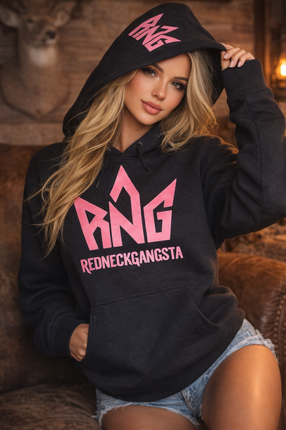 RNG Pink Logo Hoodie – Black